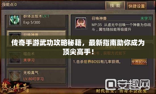 傳奇手游武功攻略秘籍，最新指南助你成為頂尖高手！